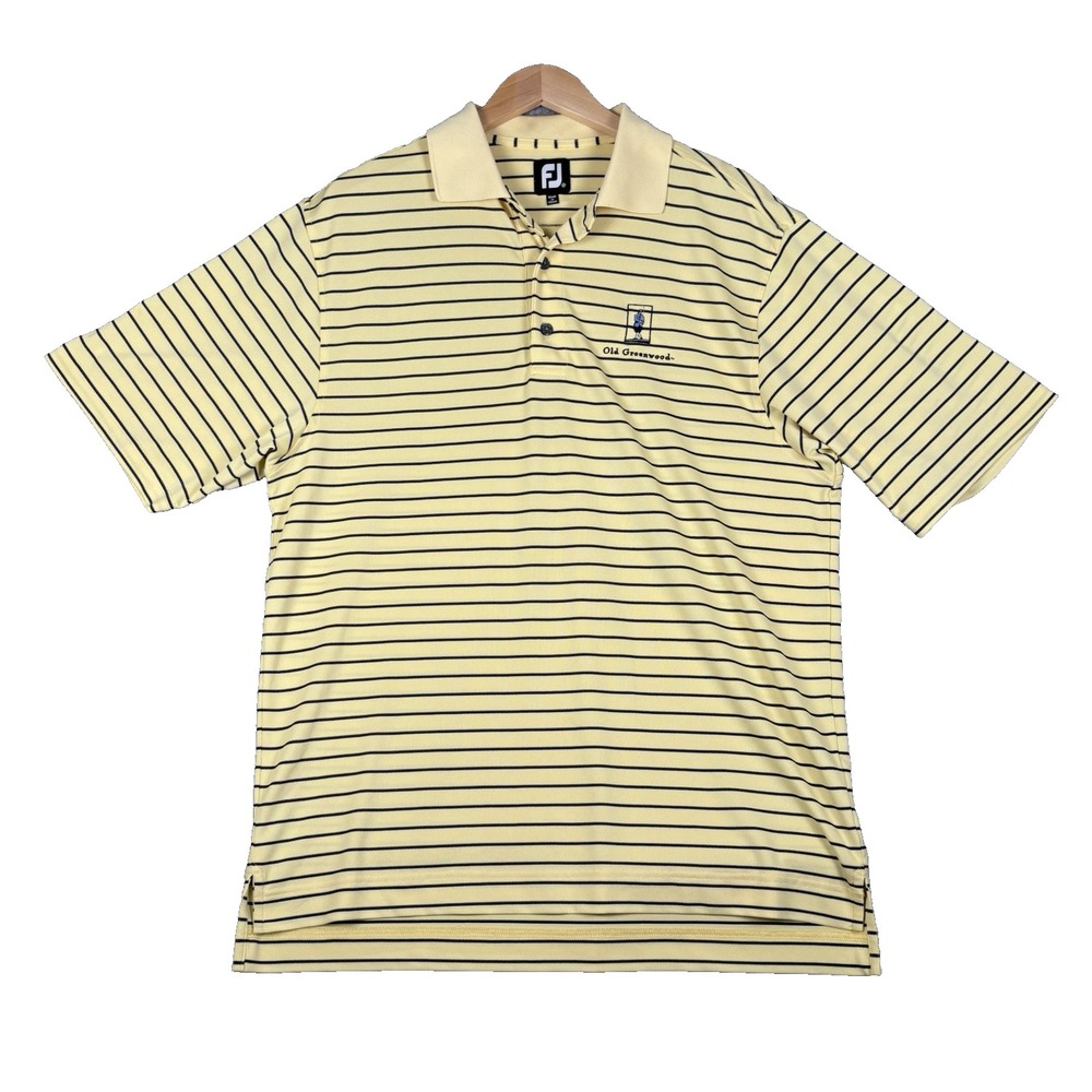 FOOTJOY FJ Golf Shirt Men's Size Medium Striped Yellow "Old Greenwood"